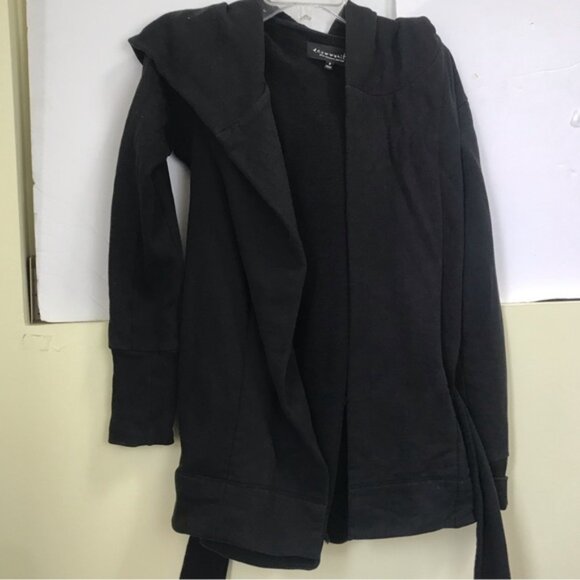 ARITZIA Community Cotton Open Hood Wrap Cardigan Oversize Jacket Sweatshirt Belt - Picture 7 of 16
